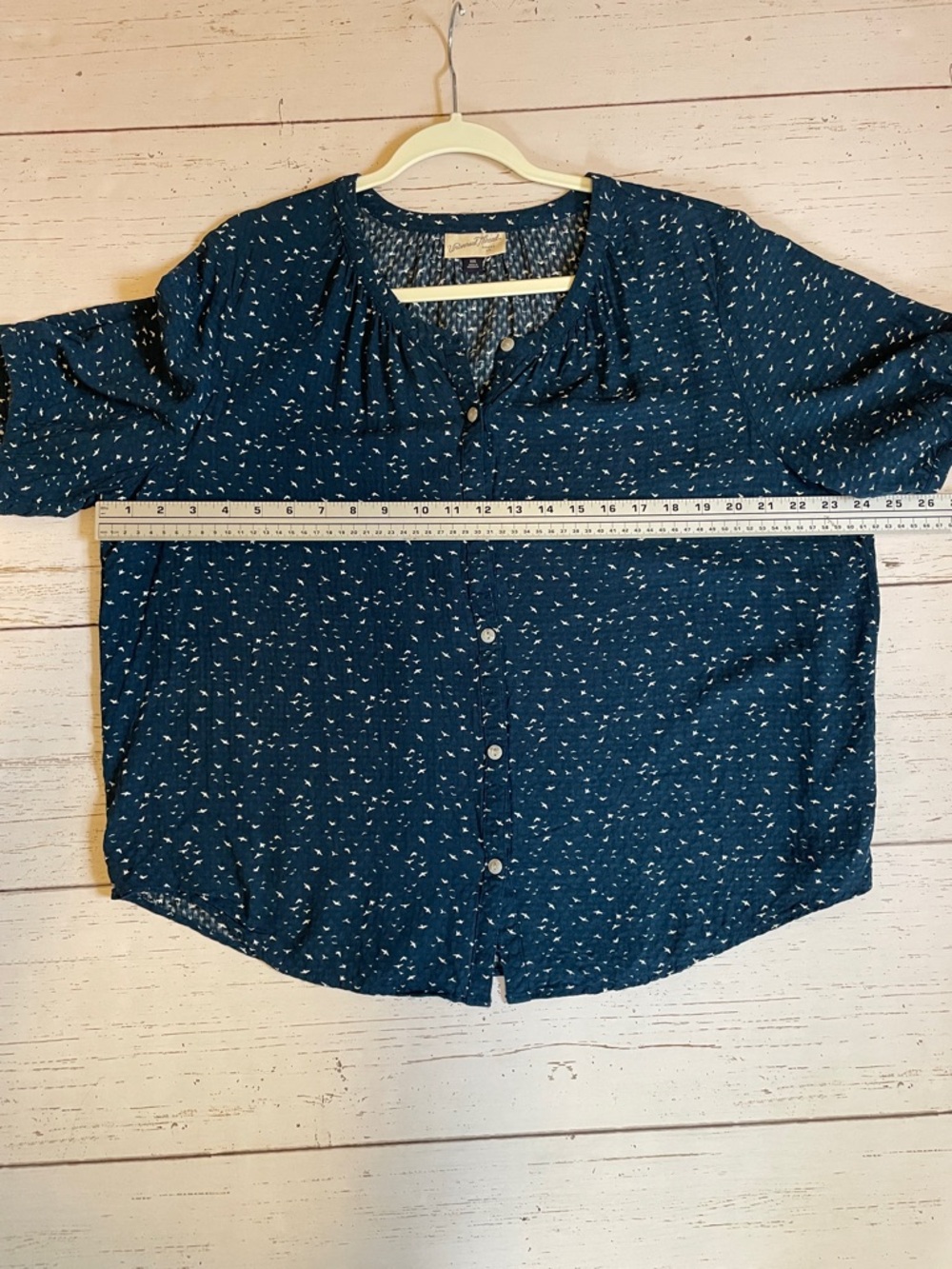 Universal Thread Navy/White Tiny Bird Print Short Sleeved Blouse, size XXL, NWOT - Picture 11 of 12